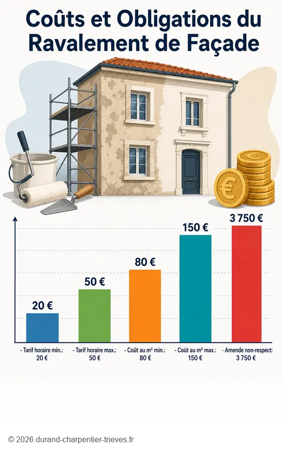 Comparer les tarifs horaires et au m² d'une entreprise de façade et les amendes potentielles.
